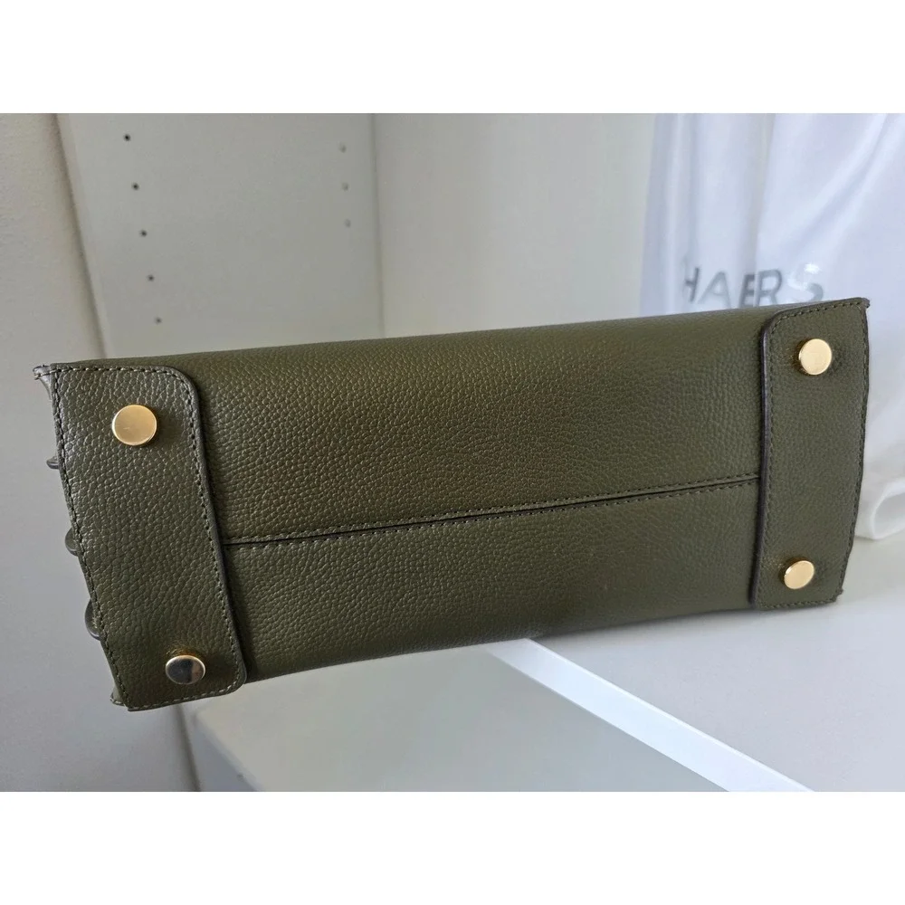 Michael Kors Mercer Tote Women Large Olive Green Leather Accordion Bag
